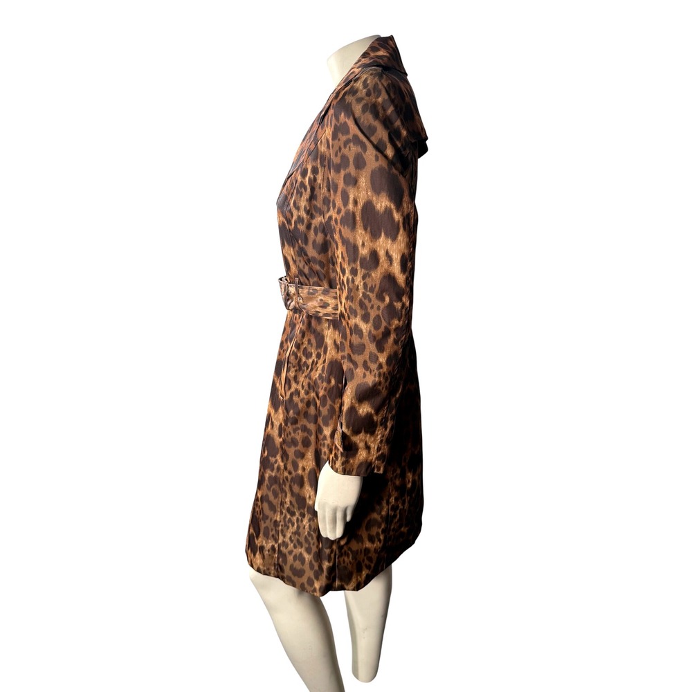 Kenneth Cole Reaction Leopard Print Trench Coat Belted Medium G-III Apparel Glam - Picture 4 of 13